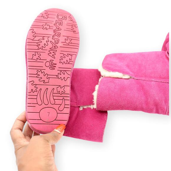 Bearpaw Pink Shearling Leather Womens Winter Boots 7 - Picture 10 of 13